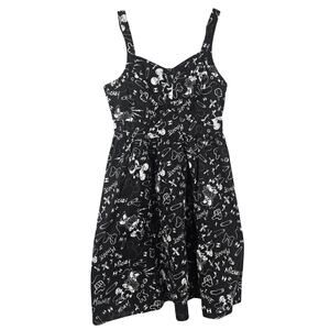 Disney Mickey Minnie Dress Womens 16 Black White Fit Flare Sleeveless Print